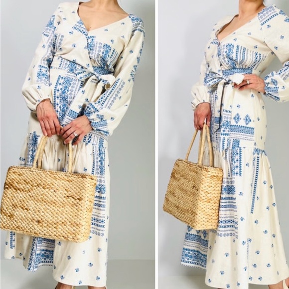 NWT Madison d’Amelie Blue & Cream Two Piece Top & Skirt Set - Picture 2 of 9